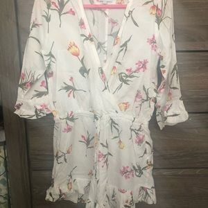 White floral romper swim cover up